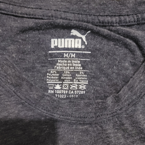 PUMA Womens Dark Gray Shirt Size Medium Short Sleeve Crew Neck - Picture 2 of 4